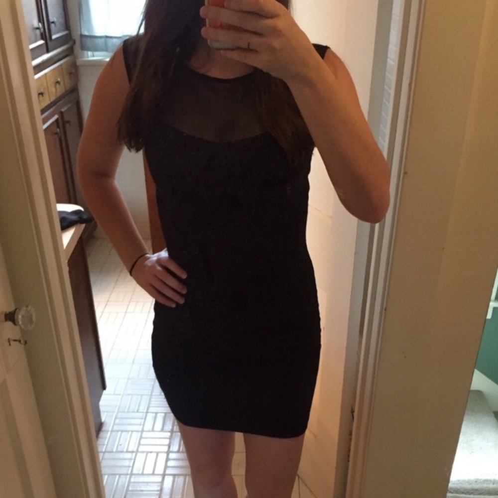 Forever 21 Black Bodycon Tank Dress with Mesh Sm